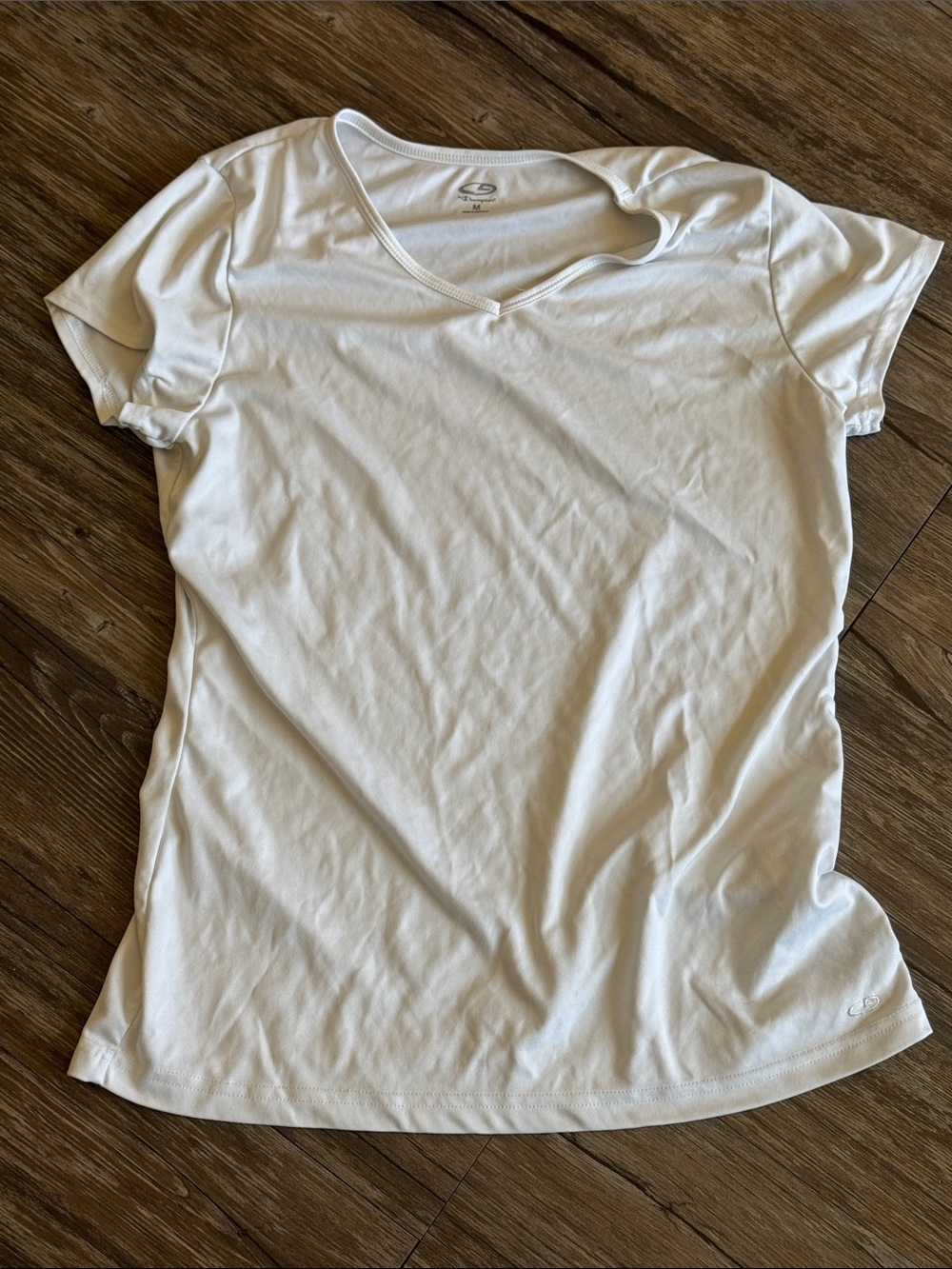 Champion Women's White Short Sleeve V-Neck Tee